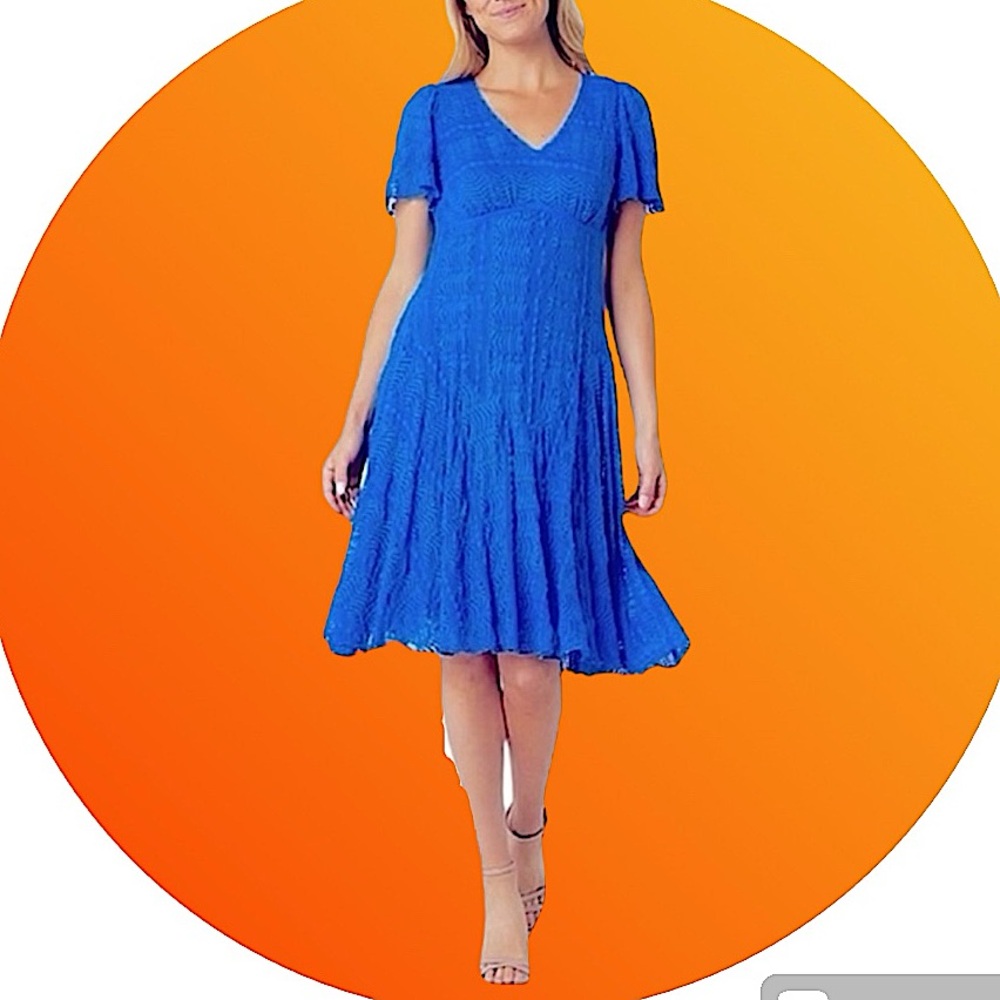 Blue Lace Fit & Flare Dress Size 18 Rabbit Rabbit Rabbit Design